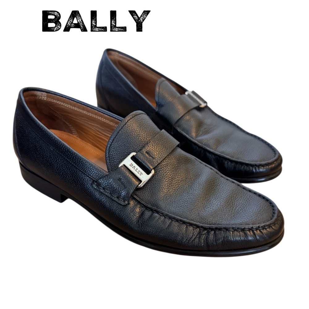 Bally Mens Black Colbar Leather Driver Loafer Shoes Size 9.5